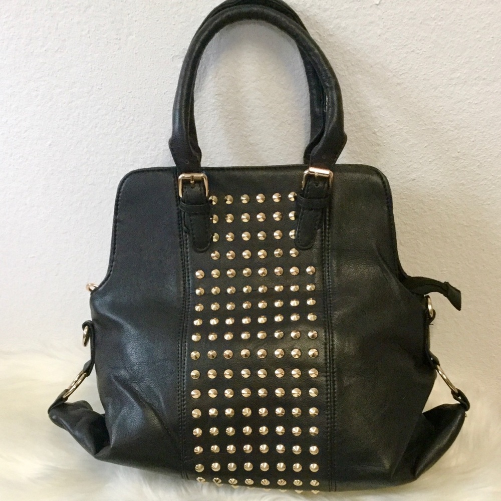 New!🎉Black Studded Swag Vegan Hobo Tote Bag